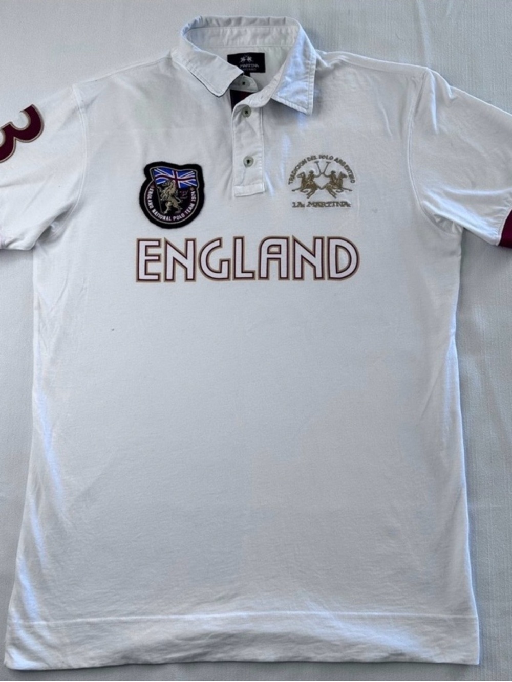 La Martina England Rugby Polo Shirt Crest Men’s Large